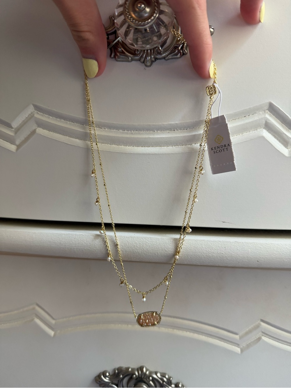 Kendra Scott Gold Double-Layer Necklace with Champagne Pendant